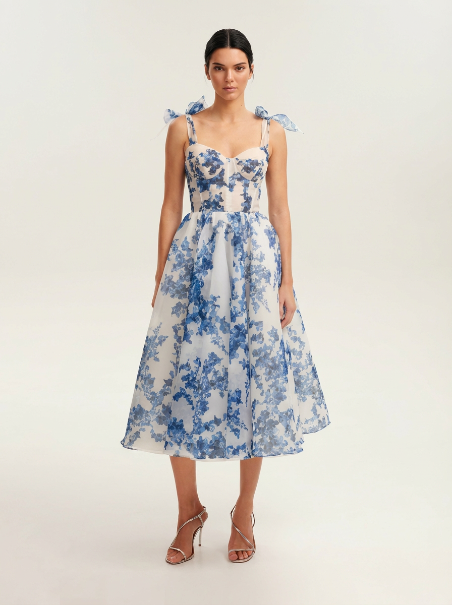 MAGIERE DRESS - Patterned Organza Chiffon Dress