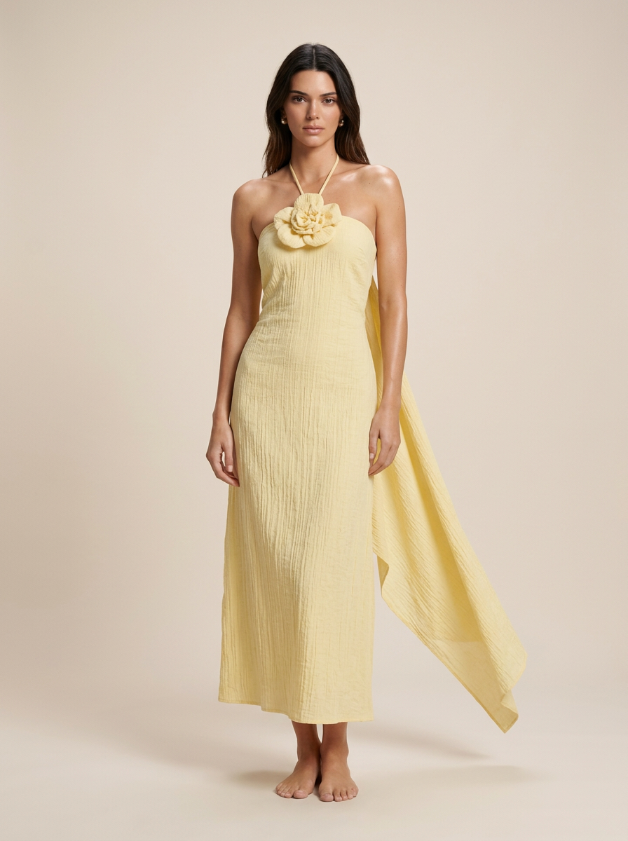 VESPER DRESS™ - Floral Halter Maxi Slit Dress